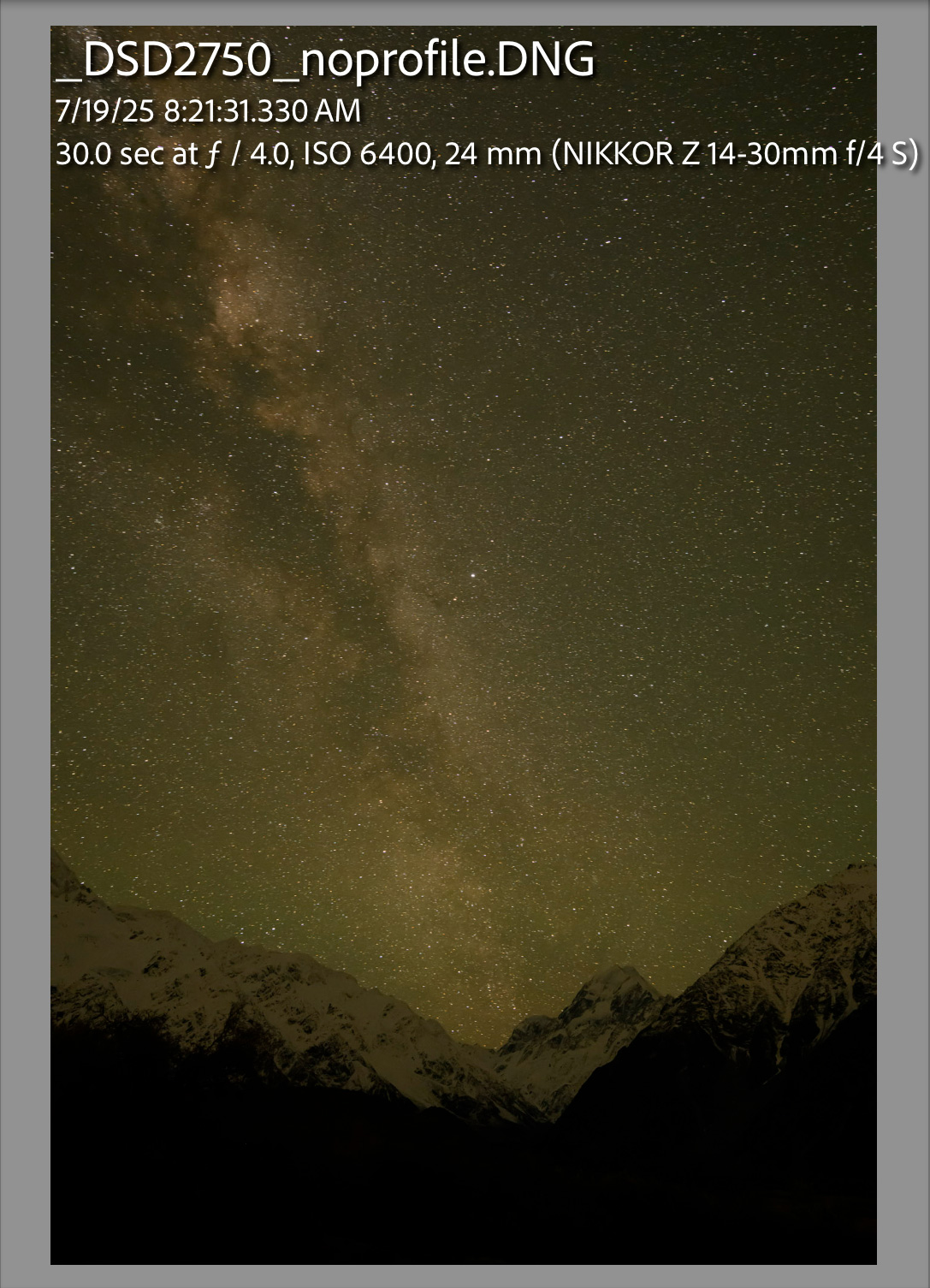 After: Raw file with built-in profile removed